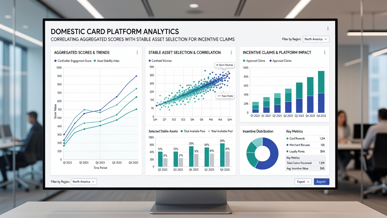 Dashboard interface displaying aggregated scores alongside stable asset options for incentive claims