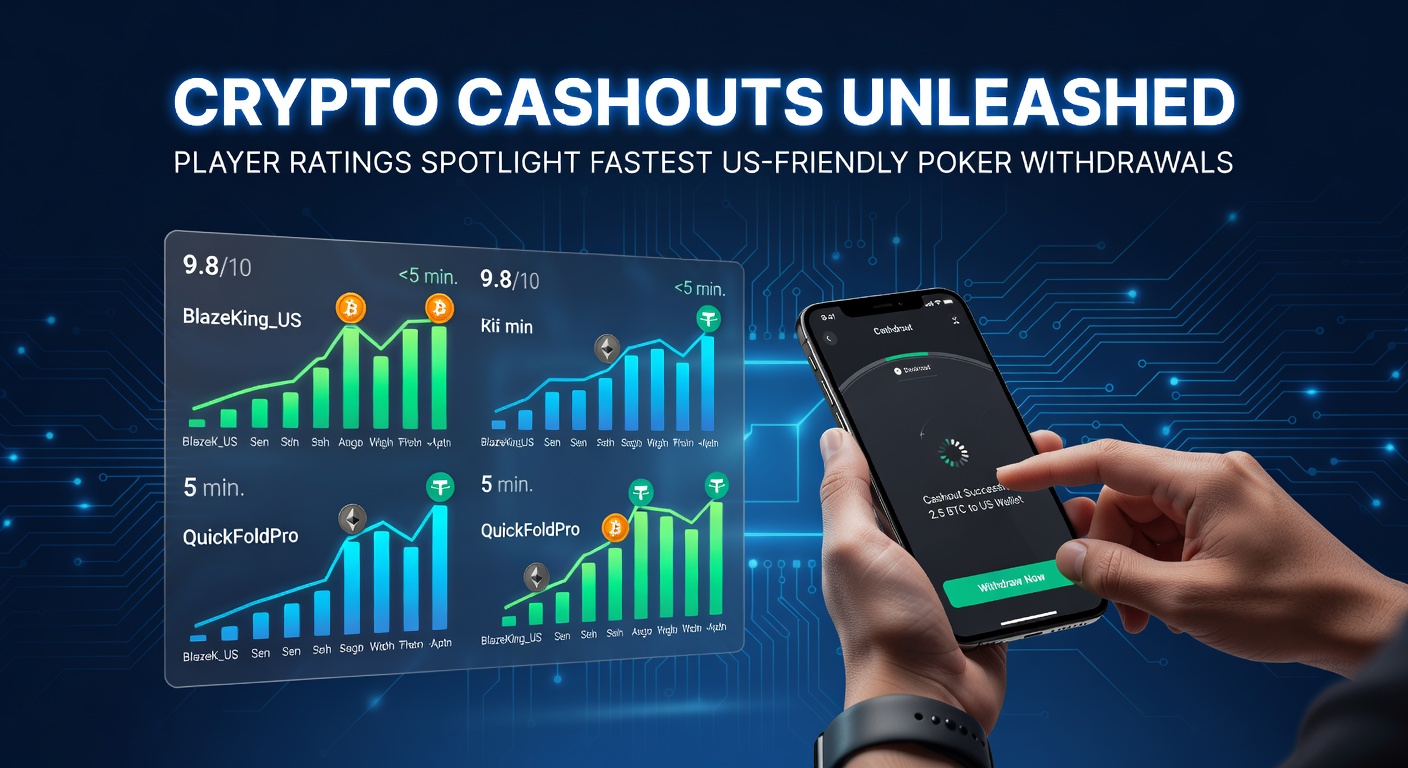 Graph charting player-rated withdrawal times across top US-friendly poker sites, with bars highlighting crypto leaders in vibrant greens and blues