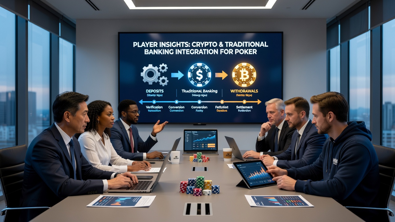 Poker players comparing transaction speeds between crypto and bank methods