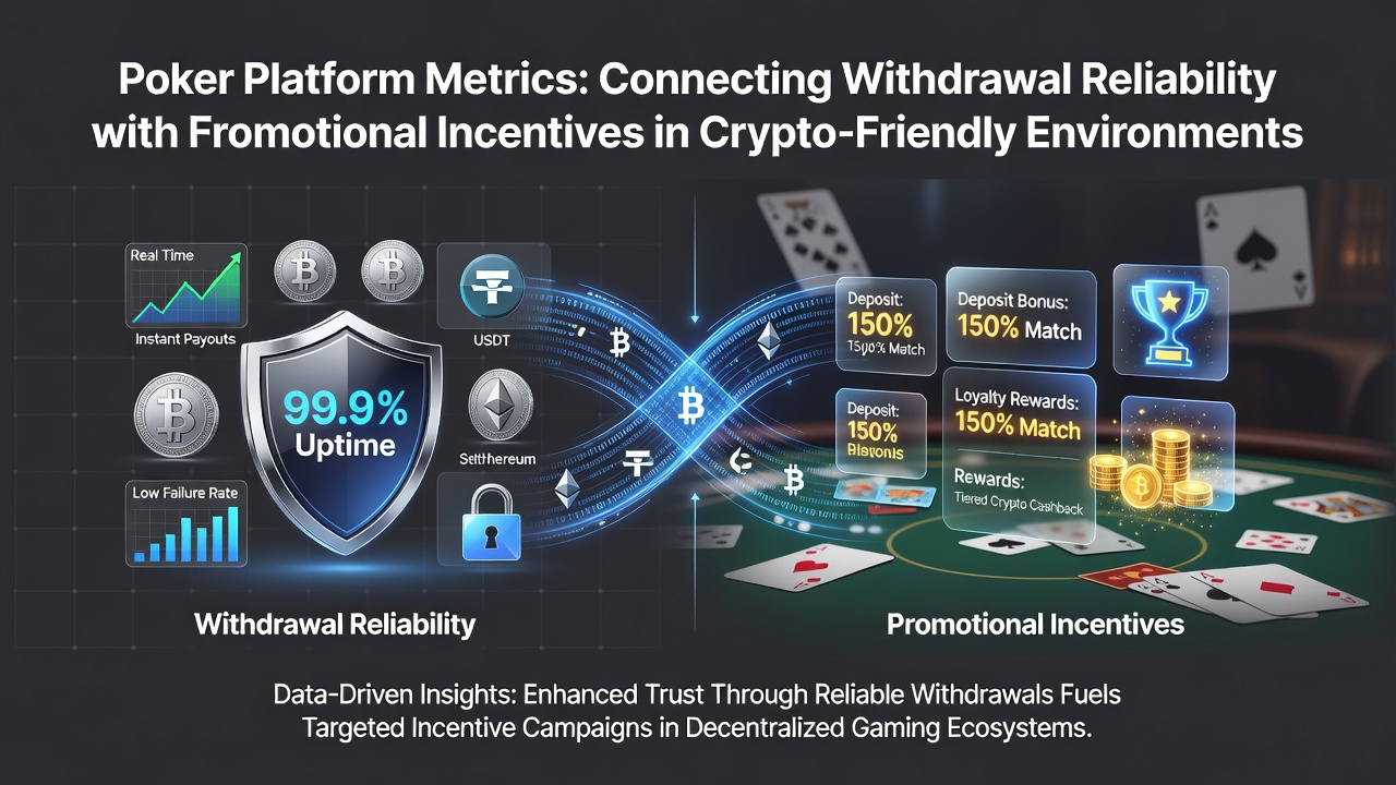 Dashboard showing poker platform metrics for withdrawals and crypto incentives