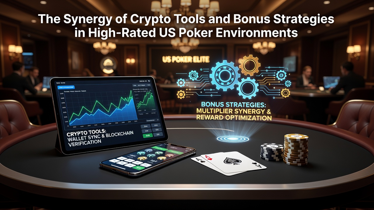 Illustration of cryptocurrency integration with poker bonus systems on US gaming platforms